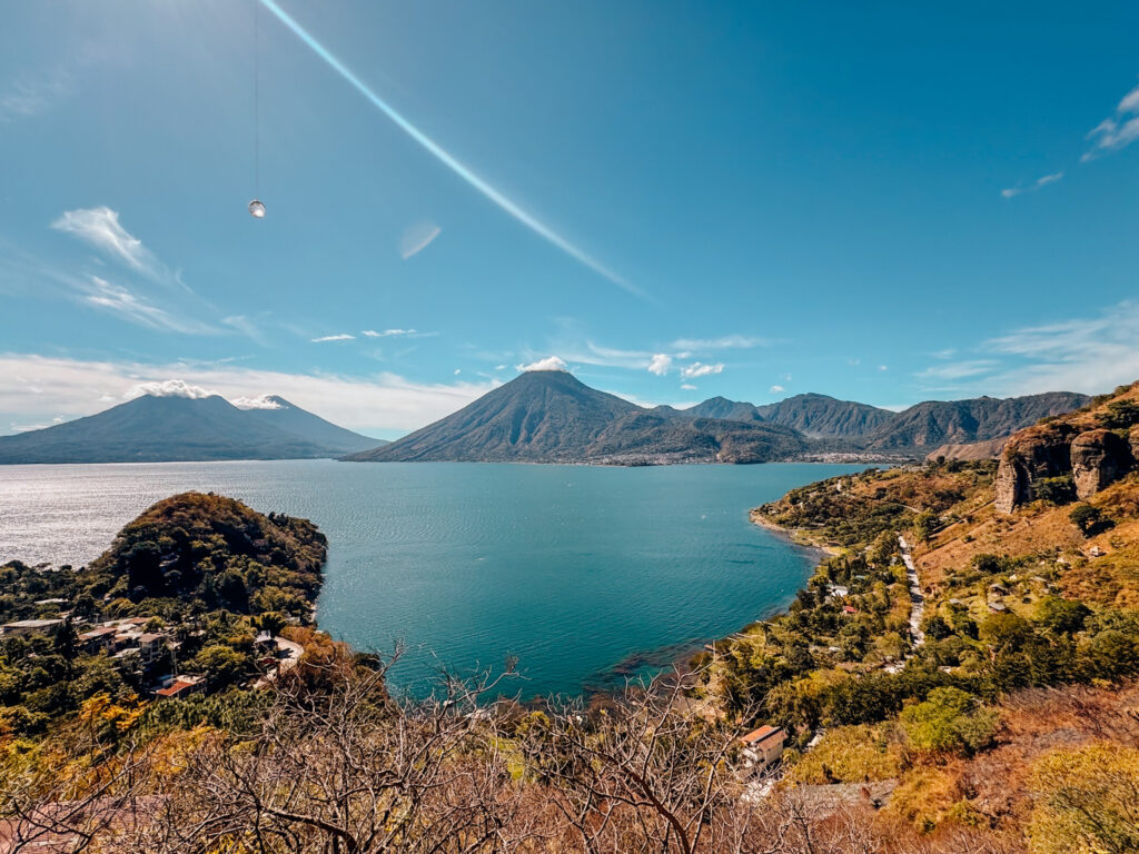 Views of Lake Atitlan from above on a clear day