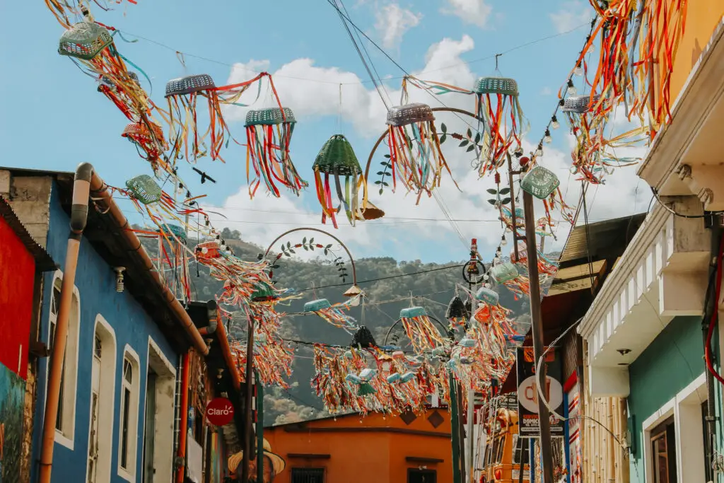 Streamers blowing in the wind in San Juan on Lake Atitlan